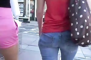 Hot random hottie in hawt pink shorts walking down the street
