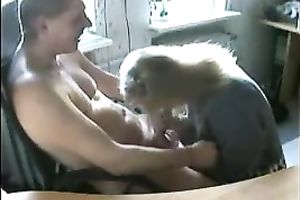 Obedient golden-haired girlfriend strokes and blows my shlong on livecam