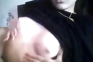 Cute livecam sweetheart shows her merry mangos and squeezes 'em