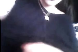 Cute livecam sweetheart shows her merry mangos and squeezes 'em