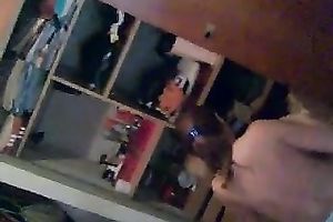 My hidden web camera taped the way my bootylicious lascivious white bitch changes clothing
