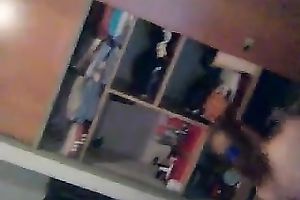 My hidden web camera taped the way my bootylicious lascivious white bitch changes clothing