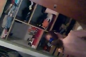 My hidden web camera taped the way my bootylicious lascivious white bitch changes clothing