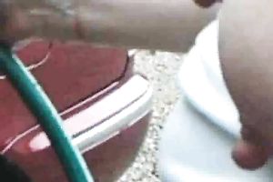 Mature bbw hotwife of mine washes my car flashing her large saggy breasts