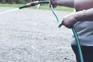 Mature bbw hotwife of mine washes my car flashing her large saggy breasts