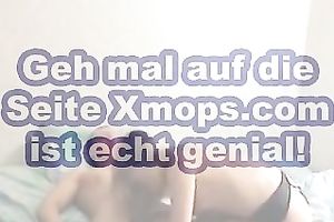 Sexy German floozy rides my hard dick in her red nylons