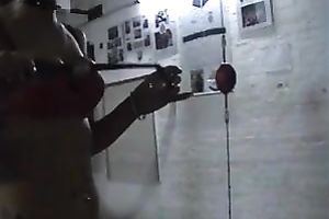 Dominant whorable wench in belts is willing for some cold-blooded whipping on cam