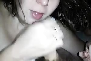 A bit of oral job performed by cute natural dark head is at no time likewise late