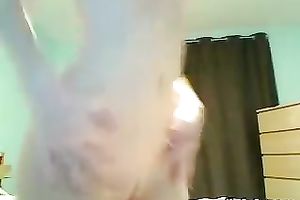 Slender and cute pale skin blond girl topless on cam