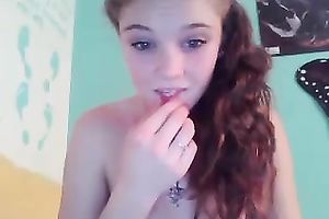 Wild and cute playgirl with charming face will mesmerize you with her amazing solo