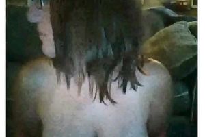 Busty brunette hair white women from Texas shows me her large rack on Skype