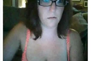 Busty brunette hair white women from Texas shows me her large rack on Skype