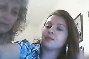 That cute brunette hair legal age teenager babe and her mama on cam freaky