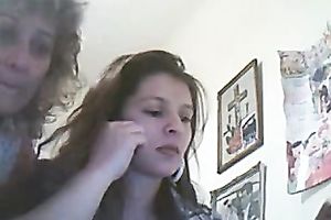 That cute brunette hair legal age teenager babe and her mama on cam freaky