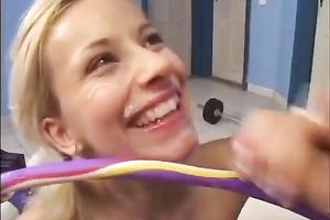 Cute blond acquires her cookie drilled missionary style and acquires dirty facial