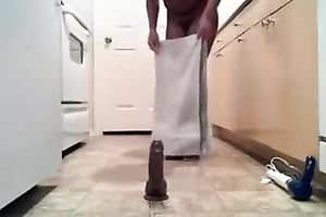 Busty brown skin non-professional slutwife rides a marital-device on self made video