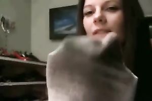 My charming girlfriend took off her socks to expose smooth feet