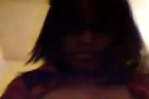 Ugly fat non-professional brunette hair wifey provides her hubby with BJ on livecam