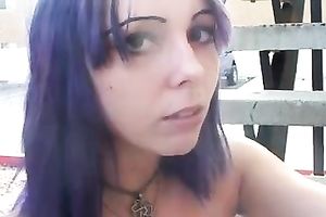 My punk GF in hot black nylons looks so sexy smokin' a cigarette