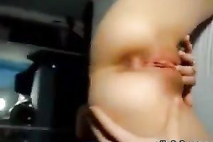 Hussy Asian girl beads her slit on biggest rock hard pole cowgirl style