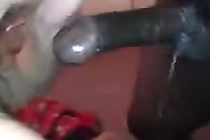 Lewd older plump slut was blowing powerful obese dark weenie