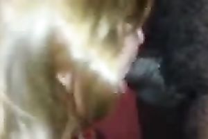 Lewd older plump slut was blowing powerful obese dark weenie