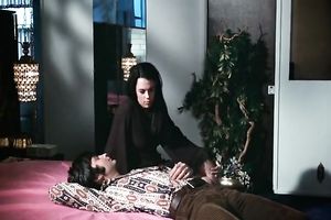 Cute and hot dark brown in the bedroom exposed with her man