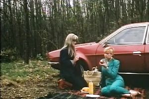 Sexy all natural white European hotties on the picnic jointly