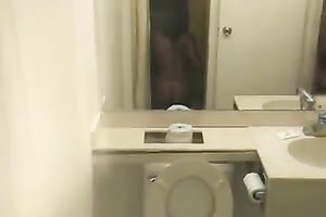 Hot ebon girlfriend takes huge pecker in her throat in shower