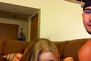 Adorable and impure golden-haired girlfriend shared for double penetration act