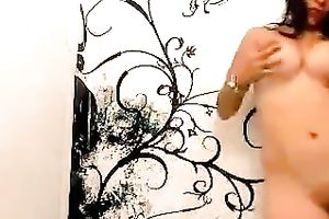 Busty brunette hair chick posing seductively in non-professional episode