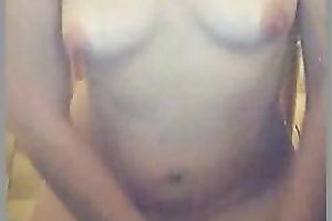 Slender cutie in dark nylons has no thing against flashing her tits to me