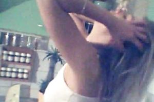 Erotic solo of my cute juvenile blond Swiss girlfriend in kitchen