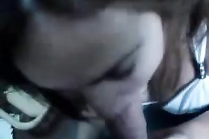 Beautiful girlfriend with hot blue eyes giving me head