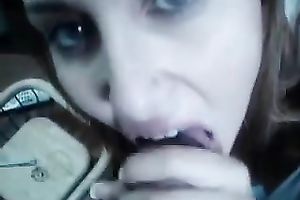 Beautiful girlfriend with hot blue eyes giving me head