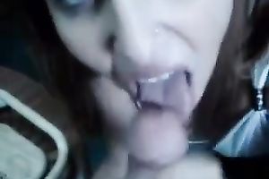 Beautiful girlfriend with hot blue eyes giving me head