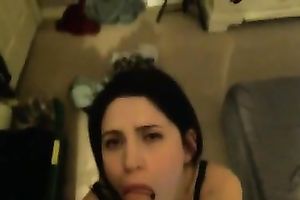 Beautiful girlfriend engulfing hard jock balls deep in POV movie scene