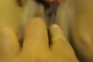 Stretching my obese wife's cunt in bedroom at night