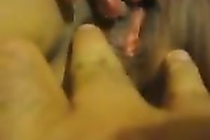 Stretching my obese wife's cunt in bedroom at night