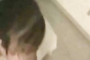 My saucy short-haired sexpot sucks my BBC and acquires spunk flow