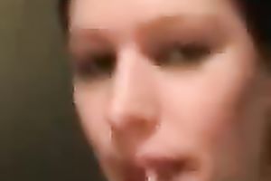 Charming nineteen years old girlfriend goes down on me engulfing my bulky knob