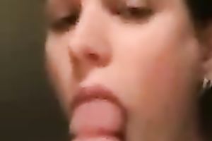 Charming nineteen years old girlfriend goes down on me engulfing my bulky knob