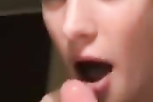 Charming nineteen years old girlfriend goes down on me engulfing my bulky knob