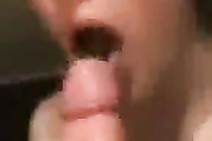 Charming nineteen years old girlfriend goes down on me engulfing my bulky knob