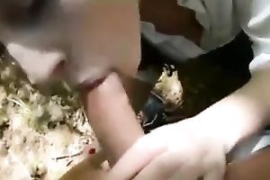 Pallid ravishing skinny brunette girlfriend of my buddy can't live without to engulf him outdoors