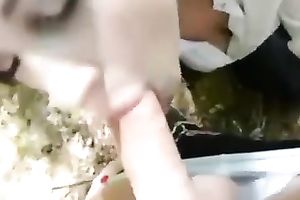 Pallid ravishing skinny brunette girlfriend of my buddy can't live without to engulf him outdoors