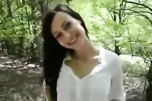 Pallid ravishing skinny brunette girlfriend of my buddy can't live without to engulf him outdoors