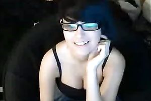 Short haired slutty emo livecam nympho undressed her pale body