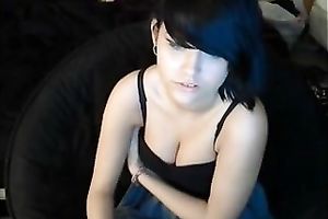 Short haired slutty emo livecam nympho undressed her pale body