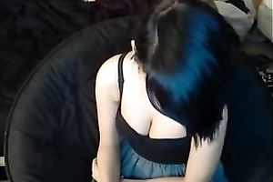 Short haired slutty emo livecam nympho undressed her pale body